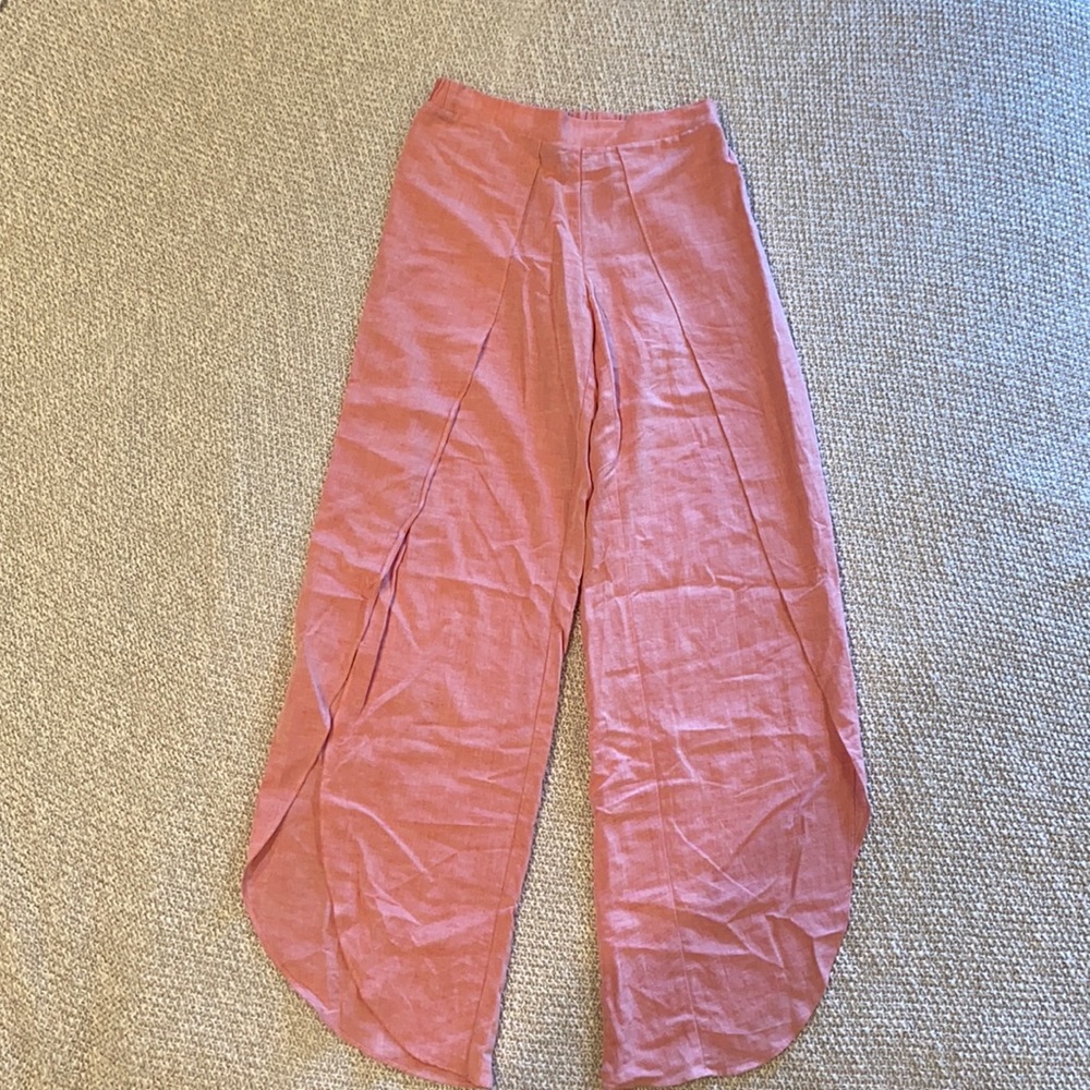 Drew pink wide leg linen pants. NWT.
